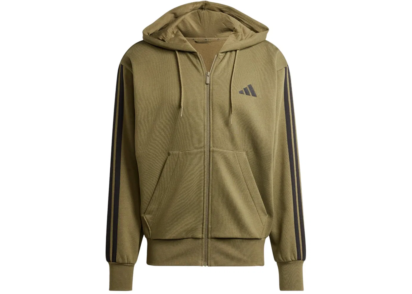 Мужская худи с флисом 3-Stripes Adidas, Olive Strata Black