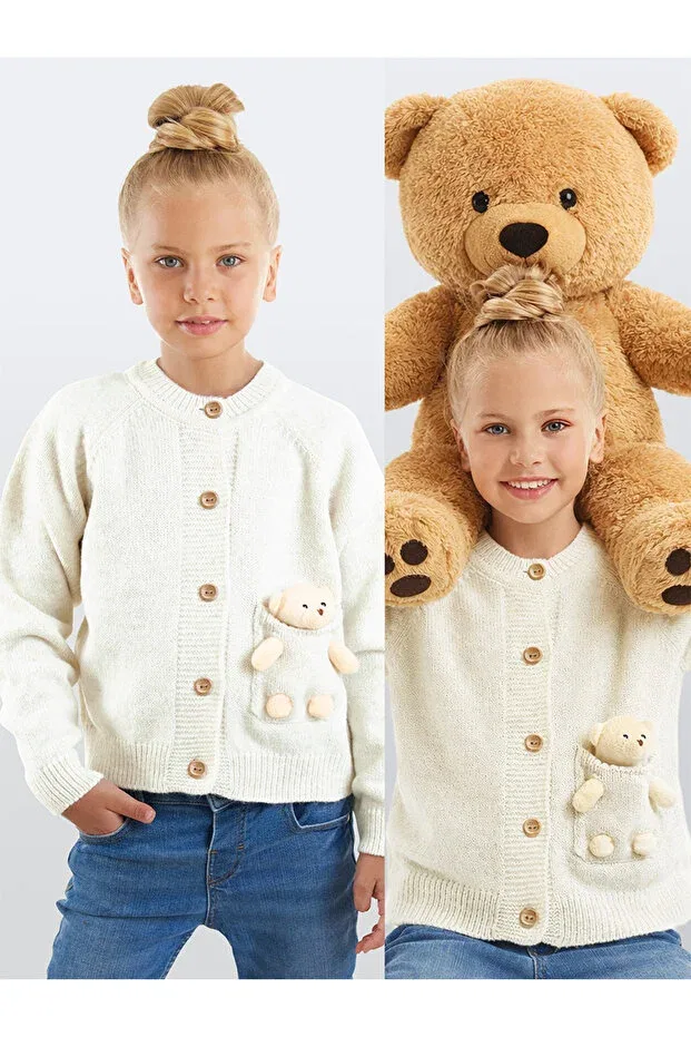 Детский кардиган из трикотажа с принтом Denokids, Beige
