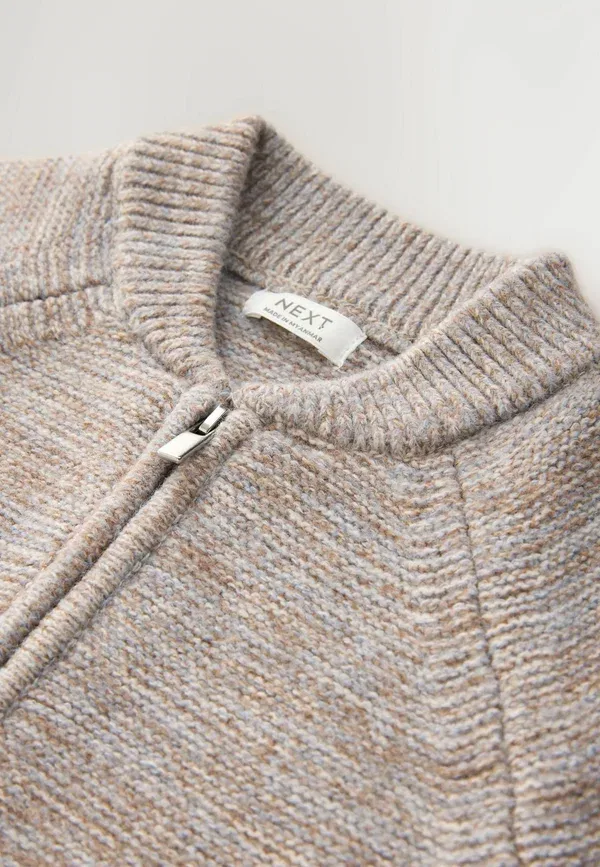 Кардиган матовый Regular fit - twist zip through bomber cardigan Next, neutral, нейтральный — фото 2