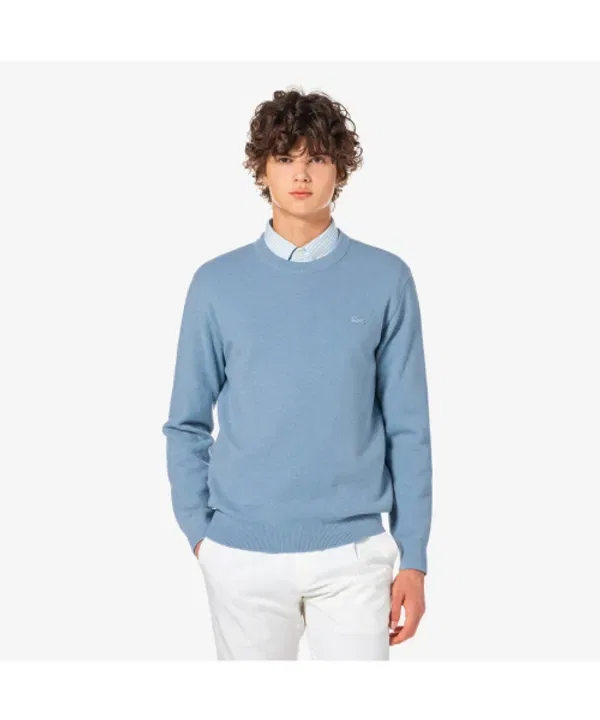 Свитер базовый круговой ворот, ah596e-55n, Lacoste, черный