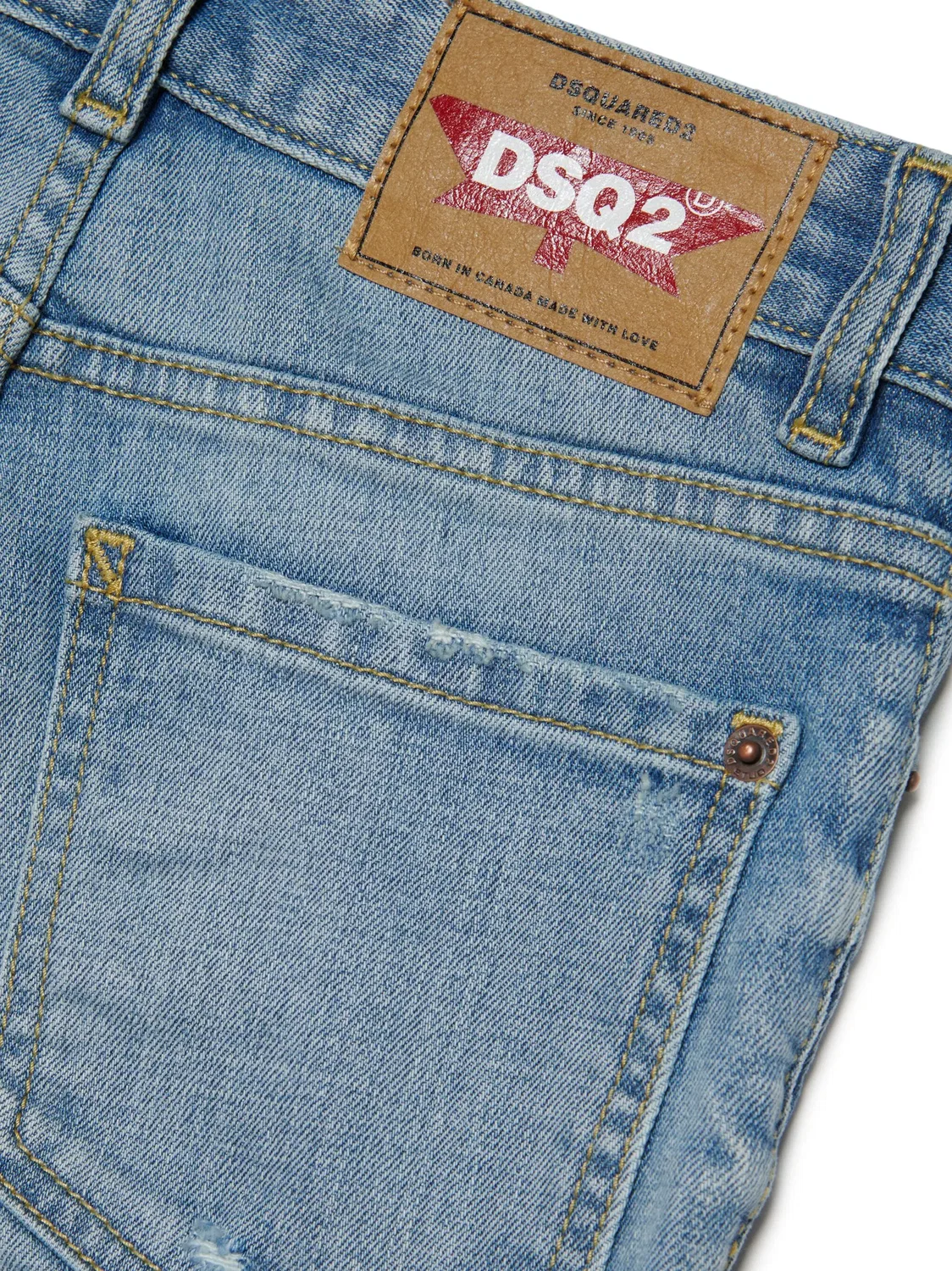 Джинсы прямого кроя с потертостями DSQUARED2, синий — фото 2
