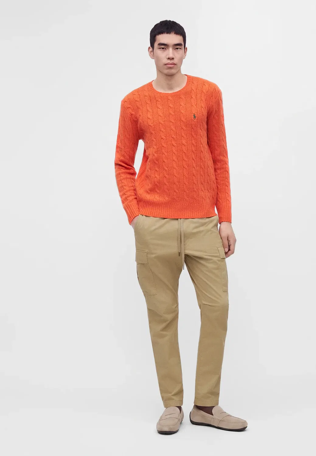 Свитер-Джемпер крупной вязки из шерсти и кашемира Polo Ralph Lauren, Orange Jasper Heather — фото 2