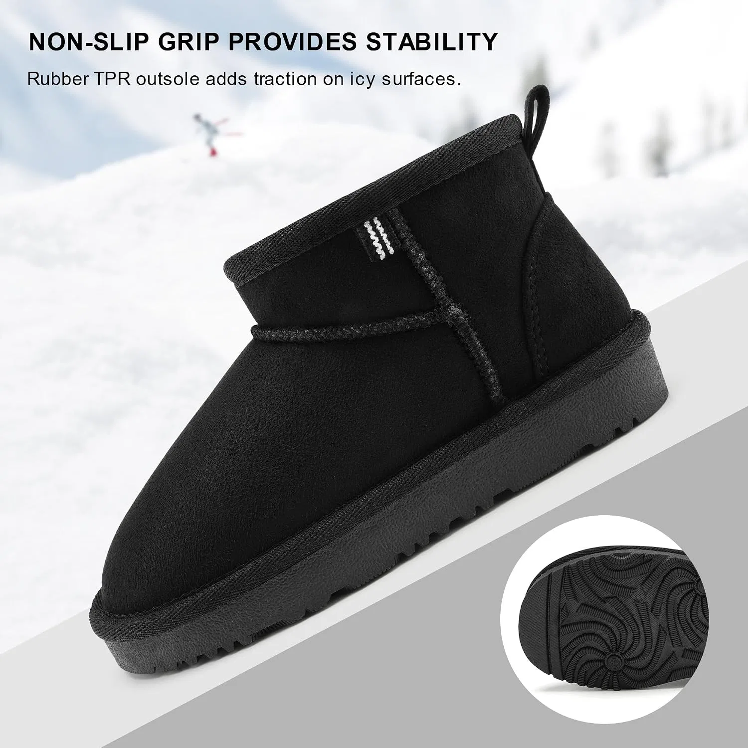 Детские зимние ботинки для снега с моделью Stelle Kids Snow Boots Girls Boys Winter Ankle Boots бренд Stelle, Black — фото 4