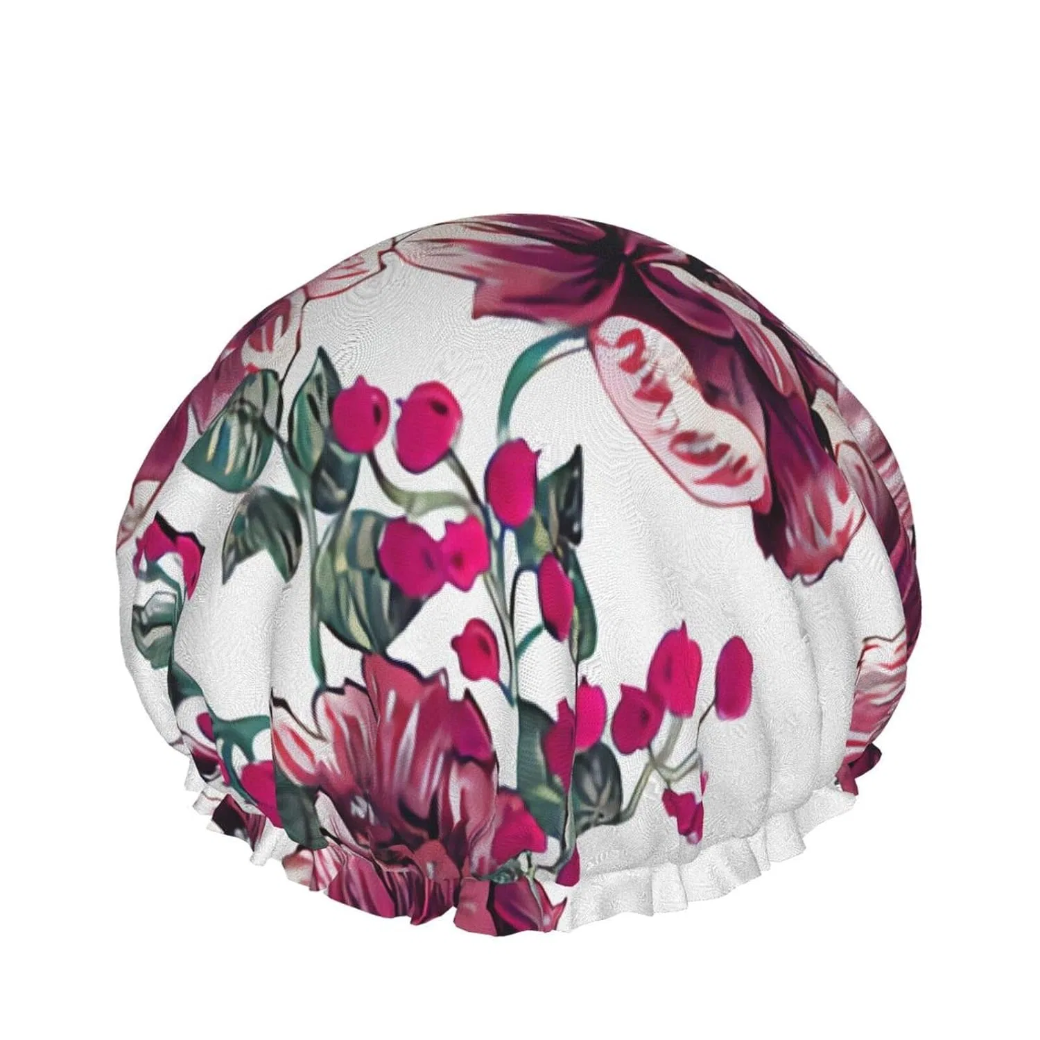 Шапочка для душа двойная водонепроницаемая Ksodgun, 27x11 см, цвет Peony Red Berries