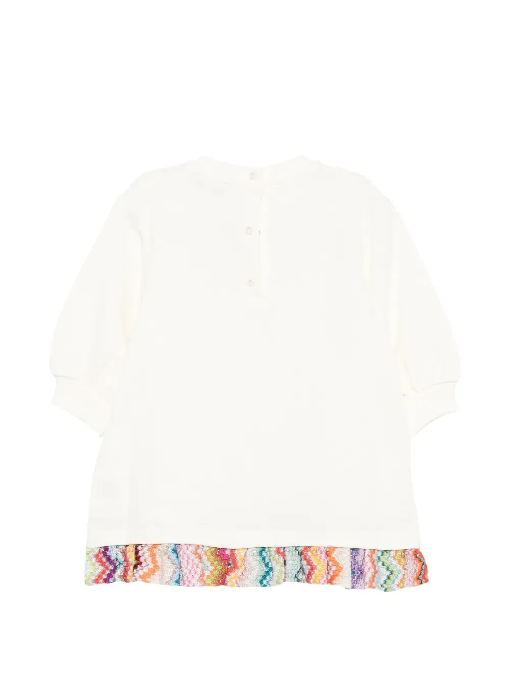 Платье с зигзагообразной отделкой и вышитым логотипом Missoni Kids, бежевый — фото 2