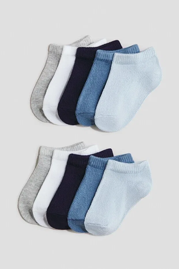 Детские носки для новорожденных хлопковые 10 пар H&M, Navy Blue/Light Blue