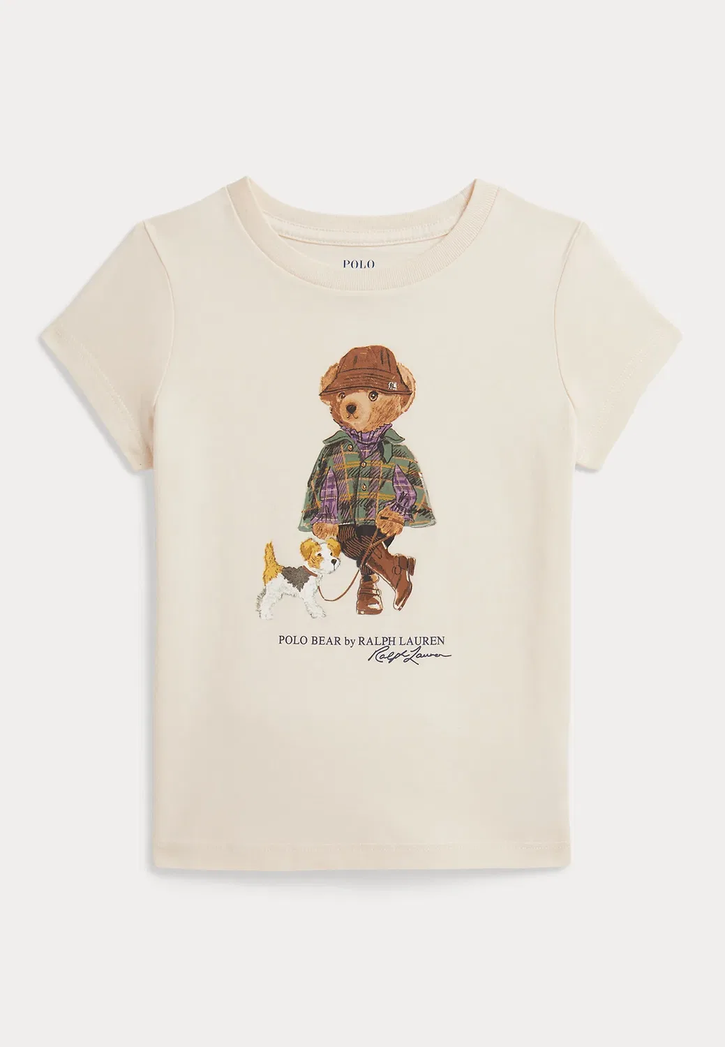 Футболка-Поло из хлопкового трикотажа с принтом "медведь поло", размер 2-6 лет Polo Ralph Lauren, Estate Cream