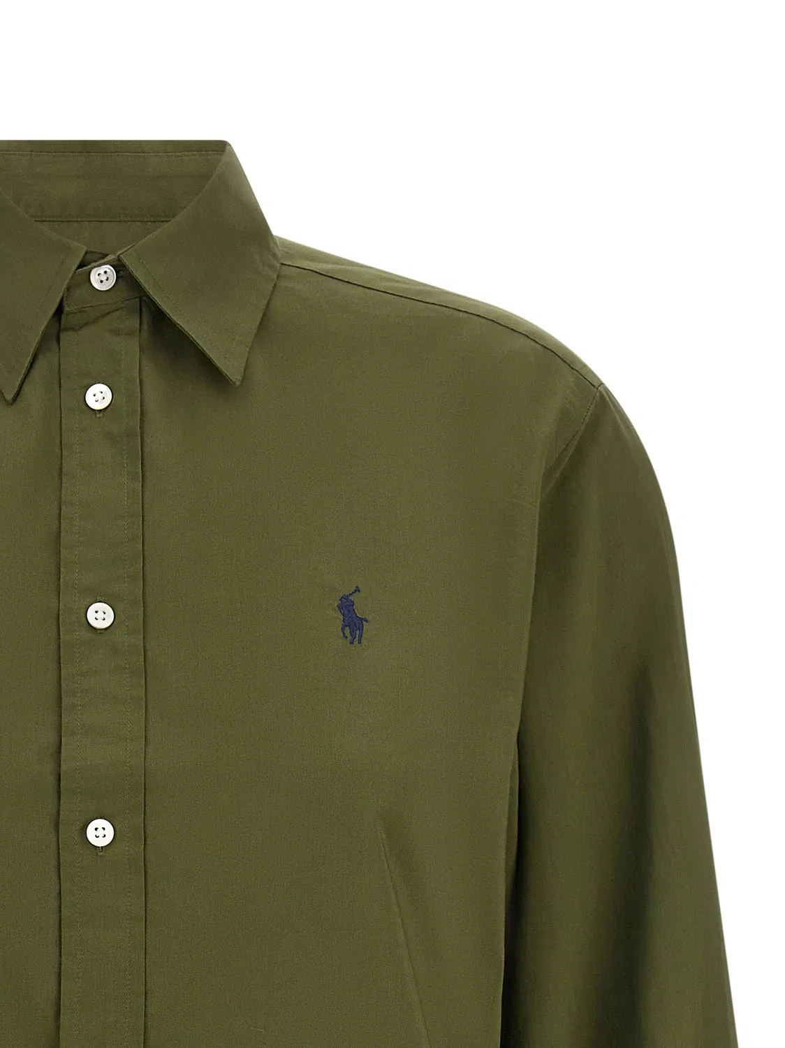 Хлопковая рубашка с вышивкой логотипа Polo Ralph Lauren, зеленый — фото 3