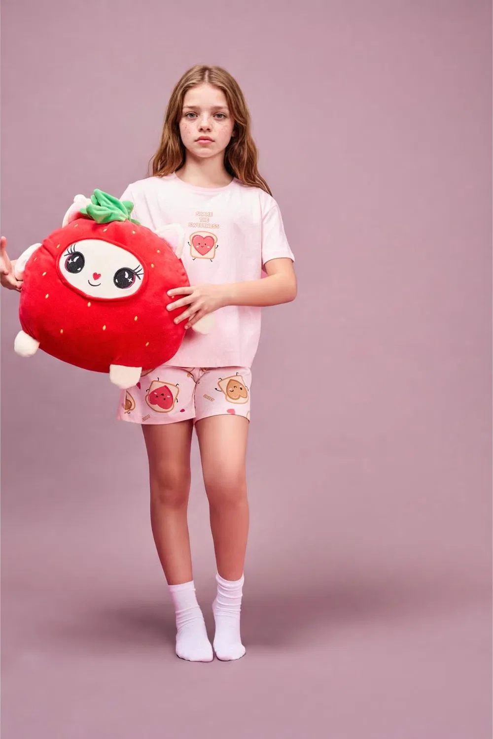 Пижамный комплект с принтом 2 piece regular fit knitted pyjamas Defacto, розовый