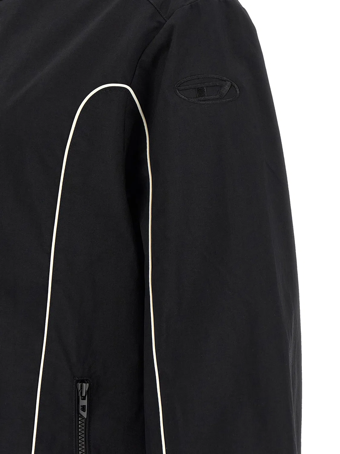 Мужская куртка-шелл с капюшоном на молнии Black Polyamide Shell Jacket Diesel, черный — фото 4
