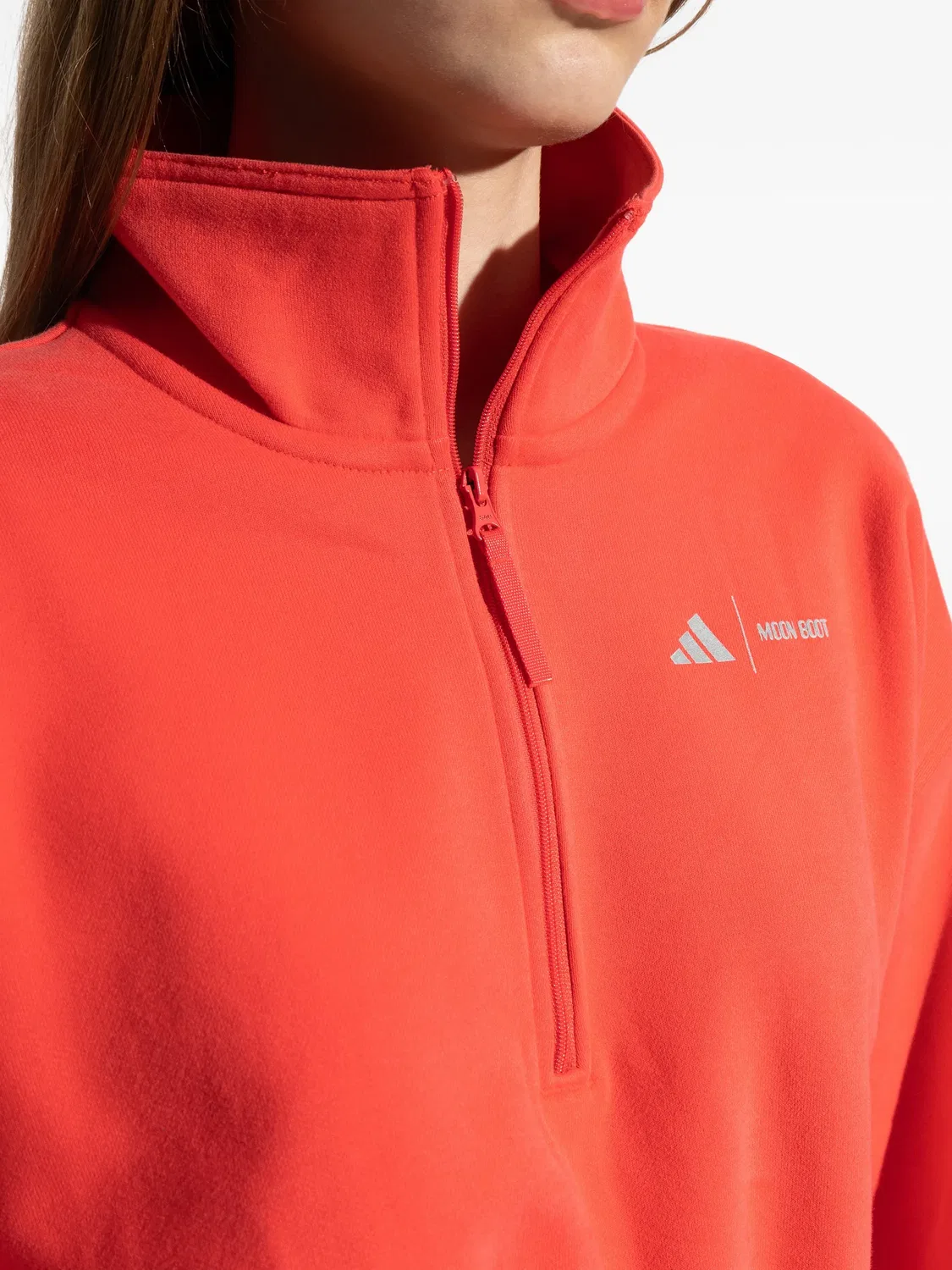 Свитер с молнией и стойкой Adidas, оранжевый — фото 3