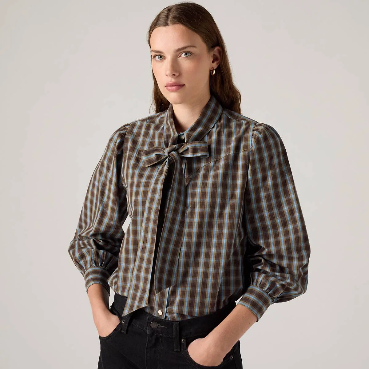 Рубашка в стиле вестерн Judice Levi's, Adelaide Plaid Fallen Rock - Brown