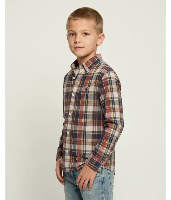 Детская рубашка с длинным рукавом Madras Regular Fit Polo Ralph Lauren, красный