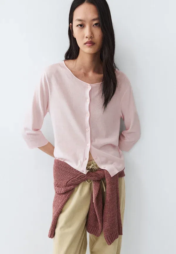 Кардиган хлопковый Cardigan Massimo Dutti, розовый — фото 3