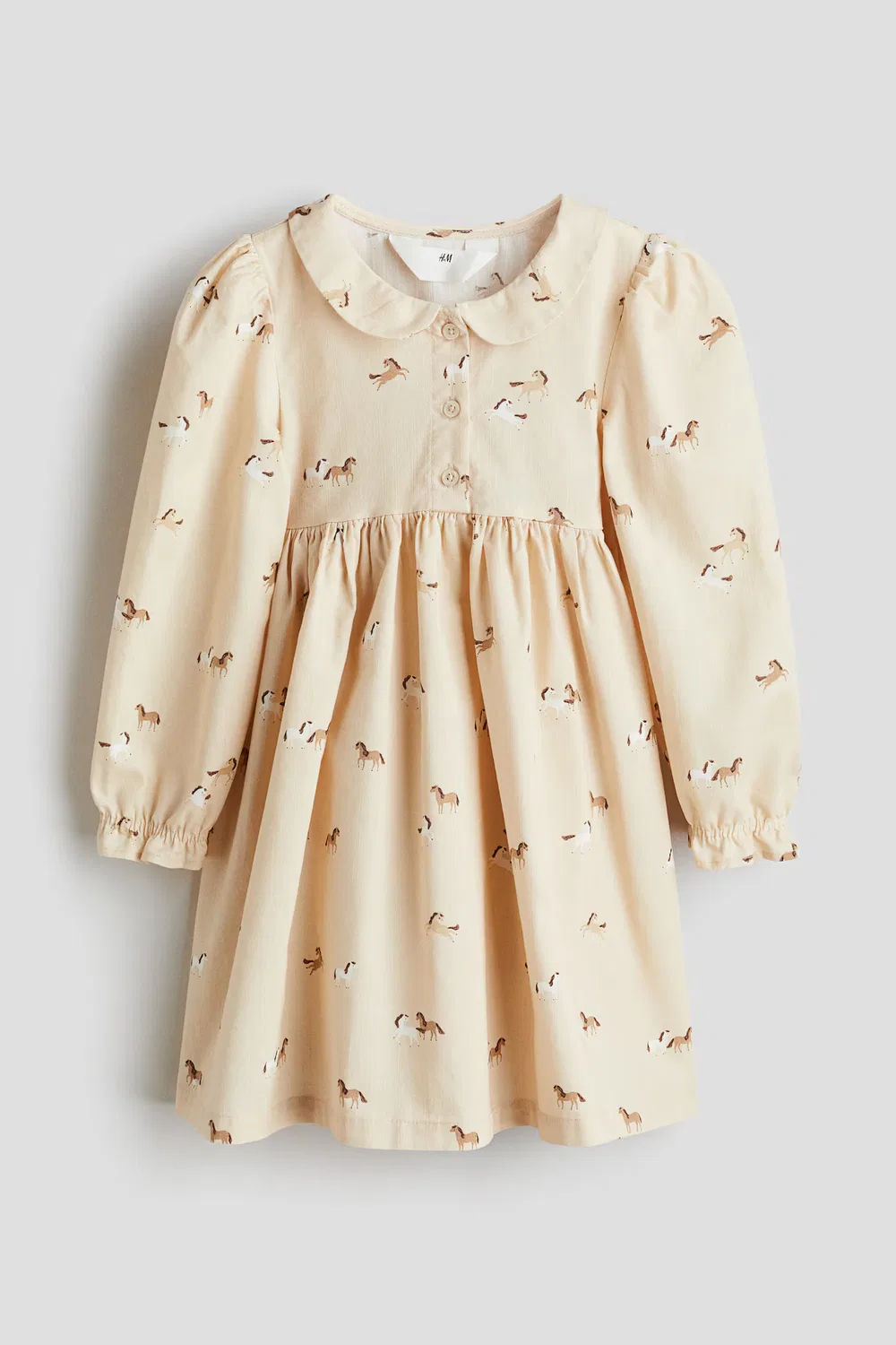 Платье из хлопка с принтом H&M, Hellbeige/Pferde