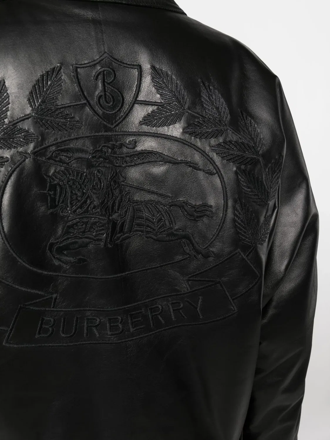 Кожаная куртка с двумя карманами Burberry, черный — фото 2