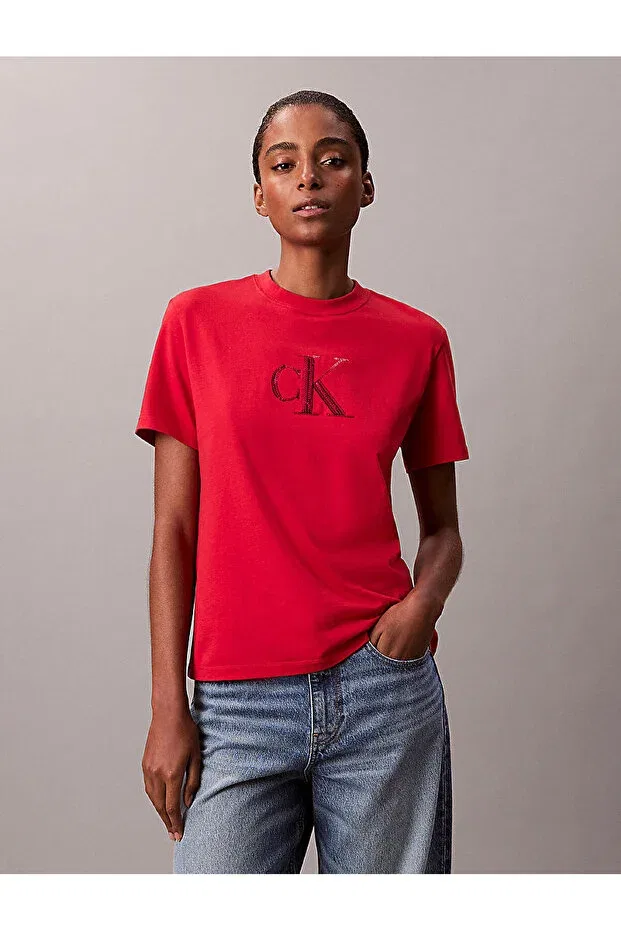 Женская футболка с пайетками Calvin Klein, Red