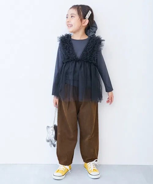 Детские брюки свободного кроя с винтажной обработкой, модель Vintage Style Loose Tuck Pants, devirock, Grey — фото 3