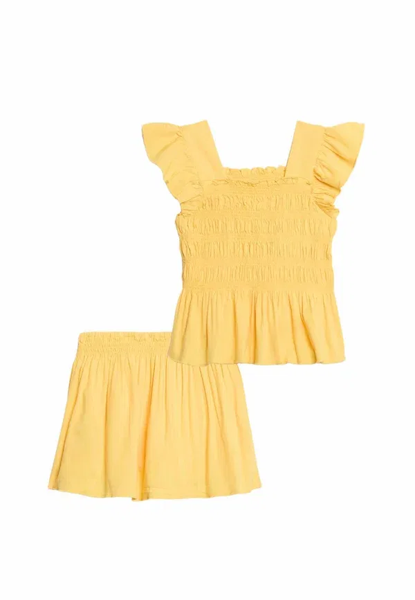 Юбка мини с эластичной талией Set Marks & Spencer, yellow, желтый