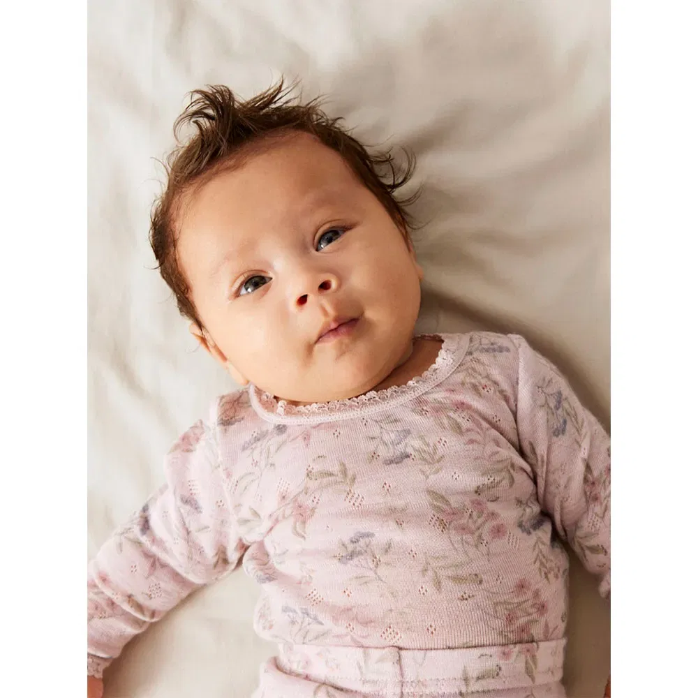 Детское боди для девочек с длинным рукавом Wang Wool Needle Name it, Pink — фото 3