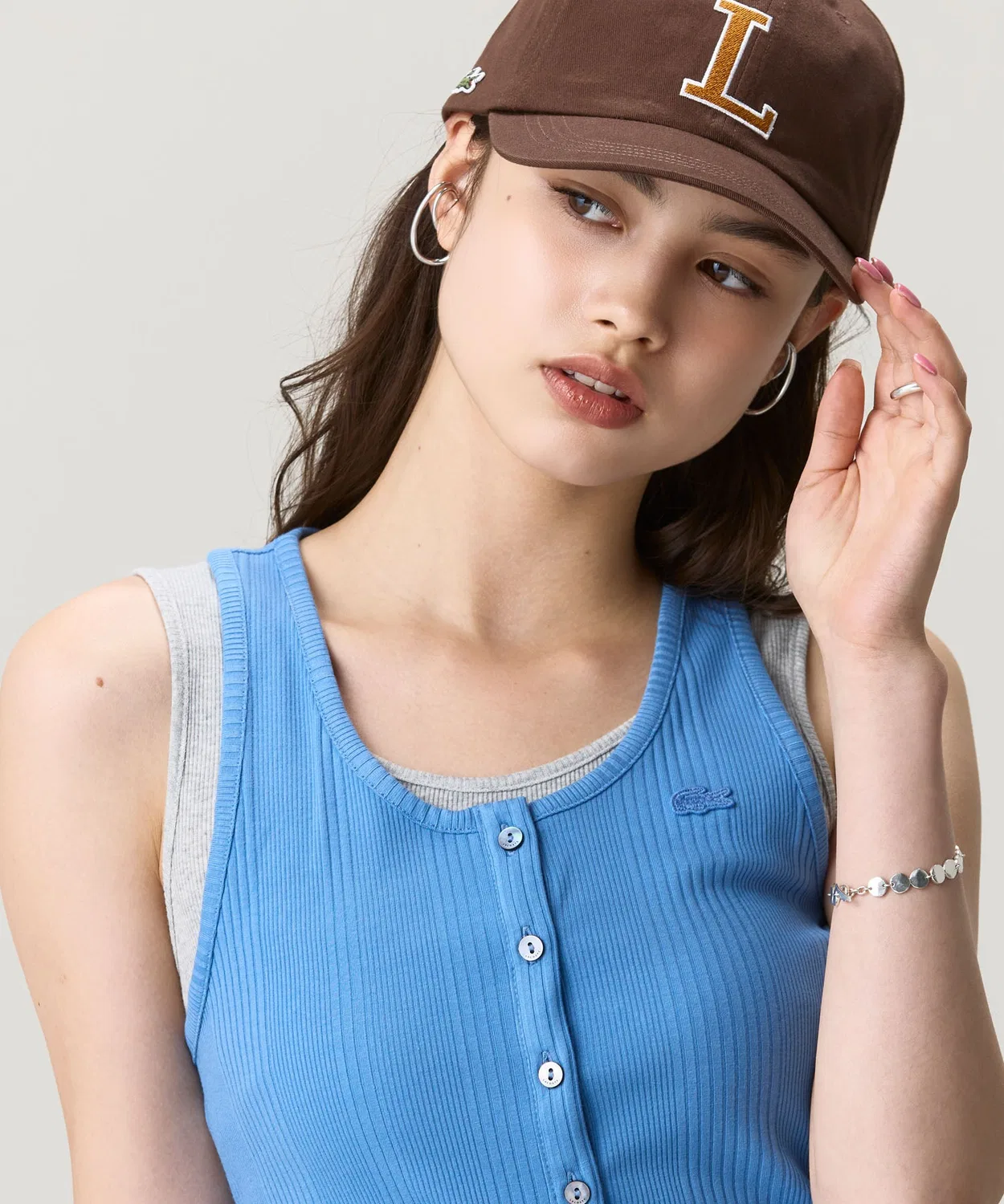 Женский топ без рукавов с принтом LACOSTE, Sky Blue — фото 2