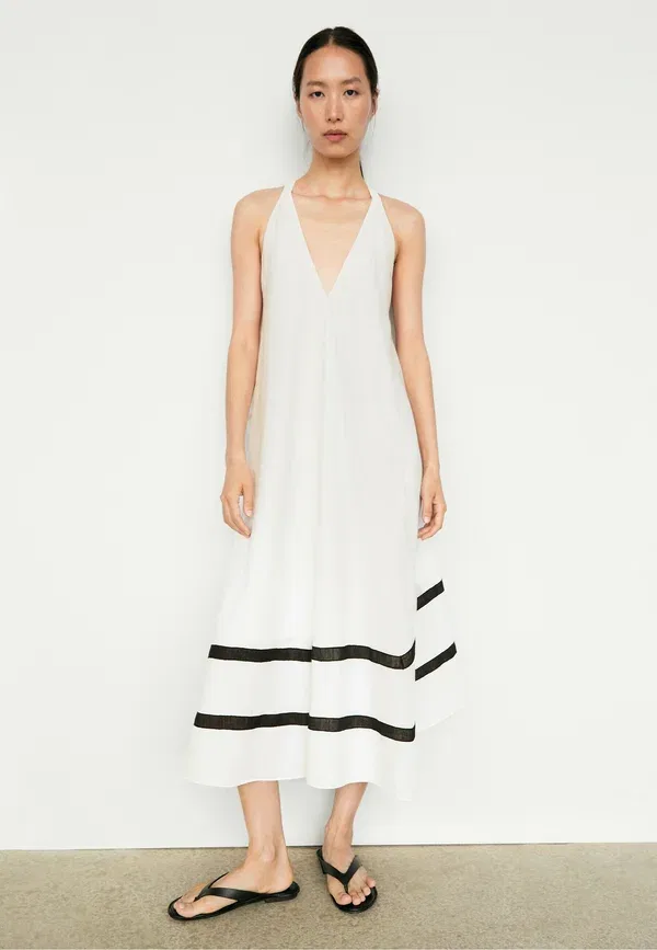 Платье из льна Day dress Massimo Dutti, белый — фото 2