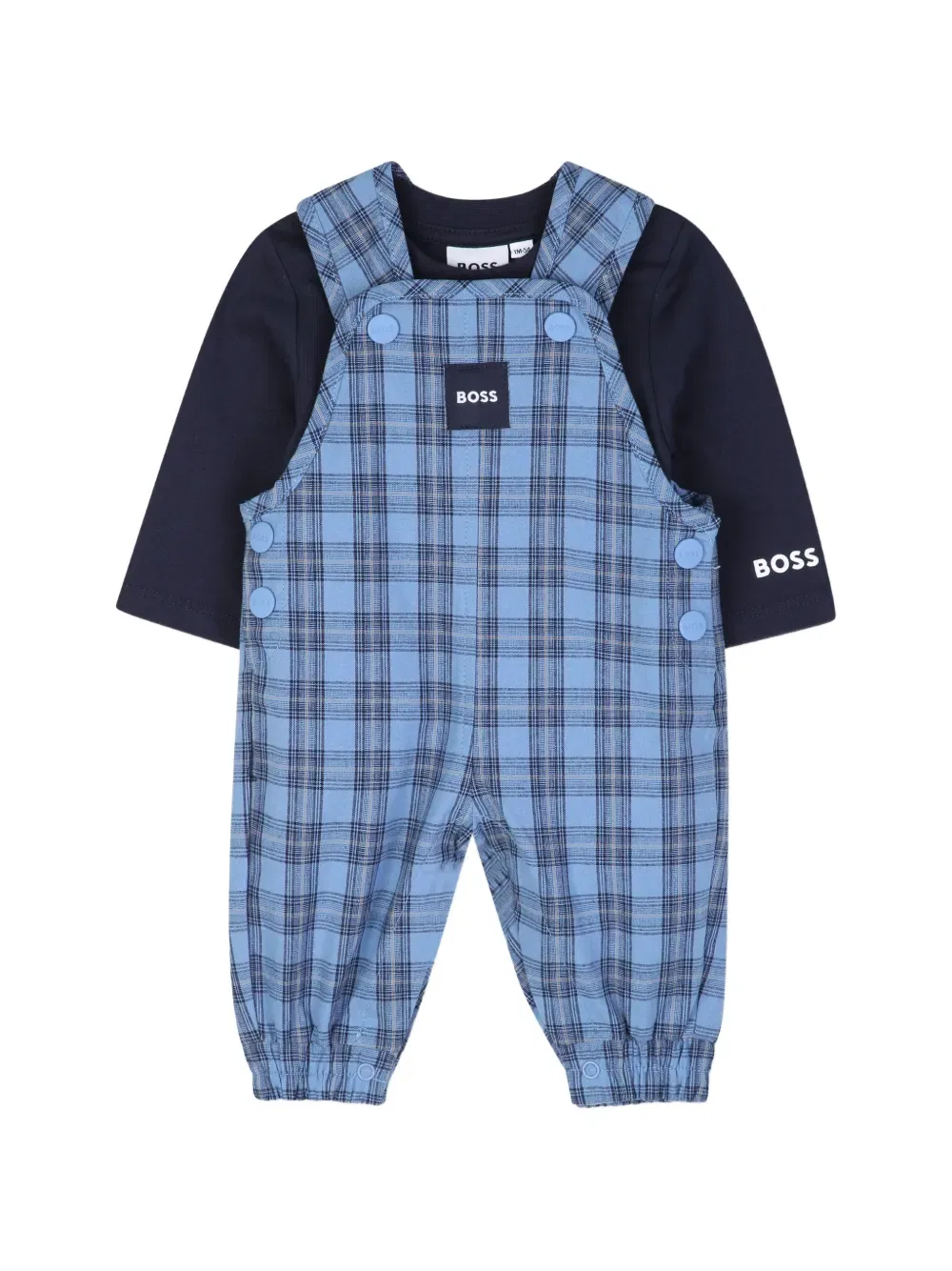 Футболка в клетку BOSS Kidswear, темно-синий