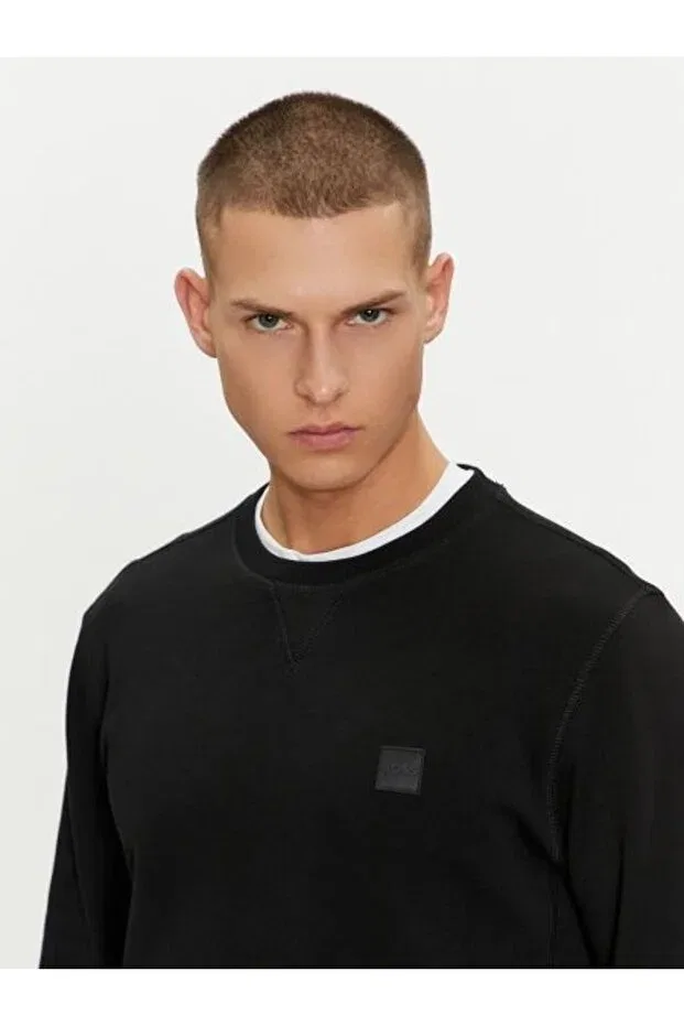 Мужские свитшот хлопковый Boss, Black — фото 4