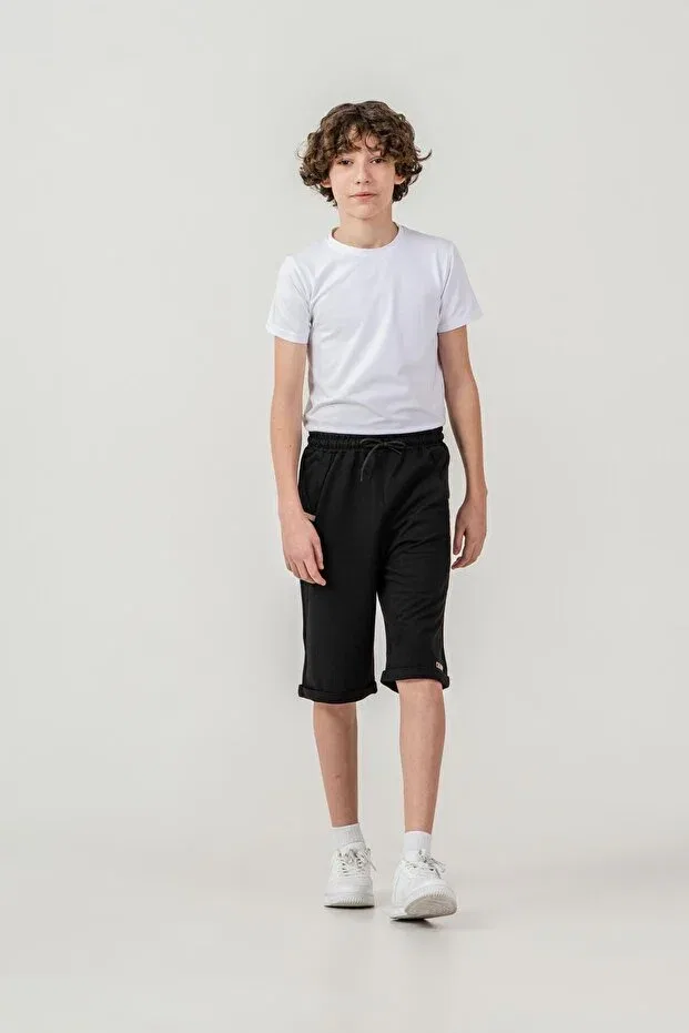 Детские шорты для мальчиков с принтом Champs printed sides 4-stripe Mışıl Kids, Black