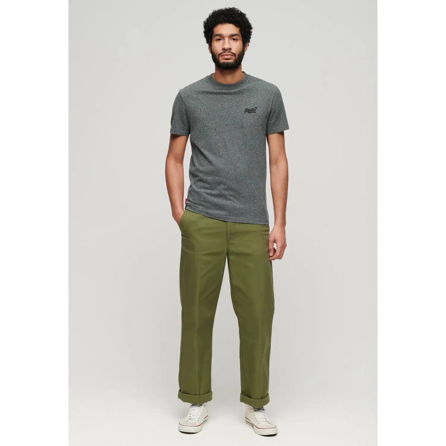 Мужская футболка Slim Fit Essential Logo Superdry, Grau — фото 2