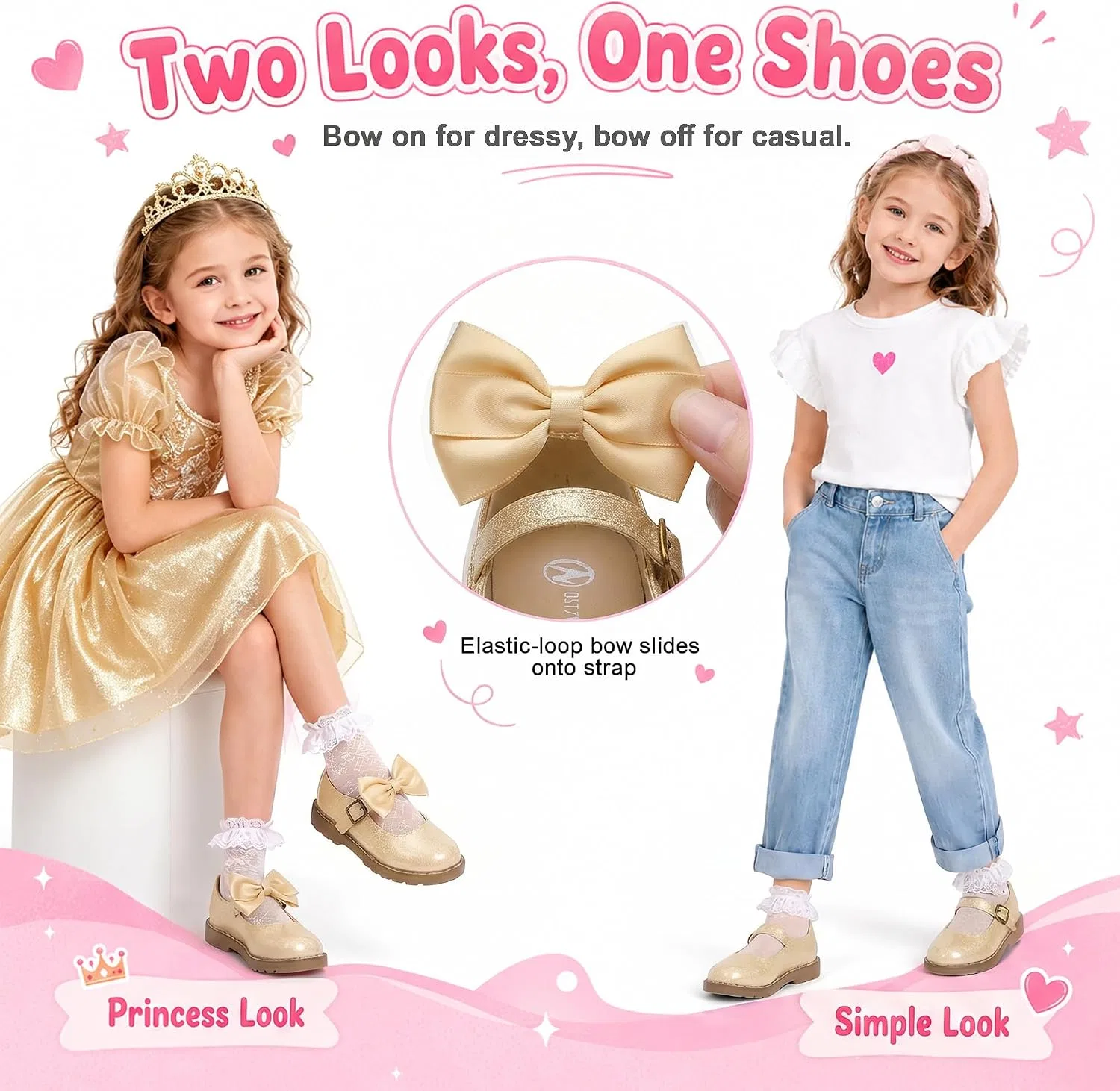 Детские туфли для девочек Мэри Джейн shoeslocker, Gold — фото 3