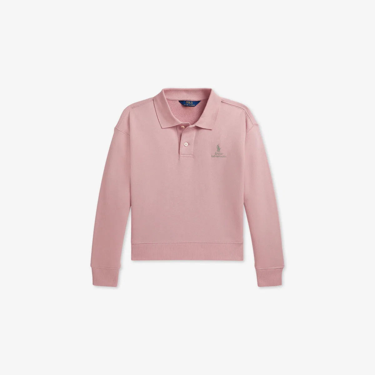 Детская толстовка из хлопковой смеси с вышитым логотипом и воротником Polo Ralph Lauren, розовый