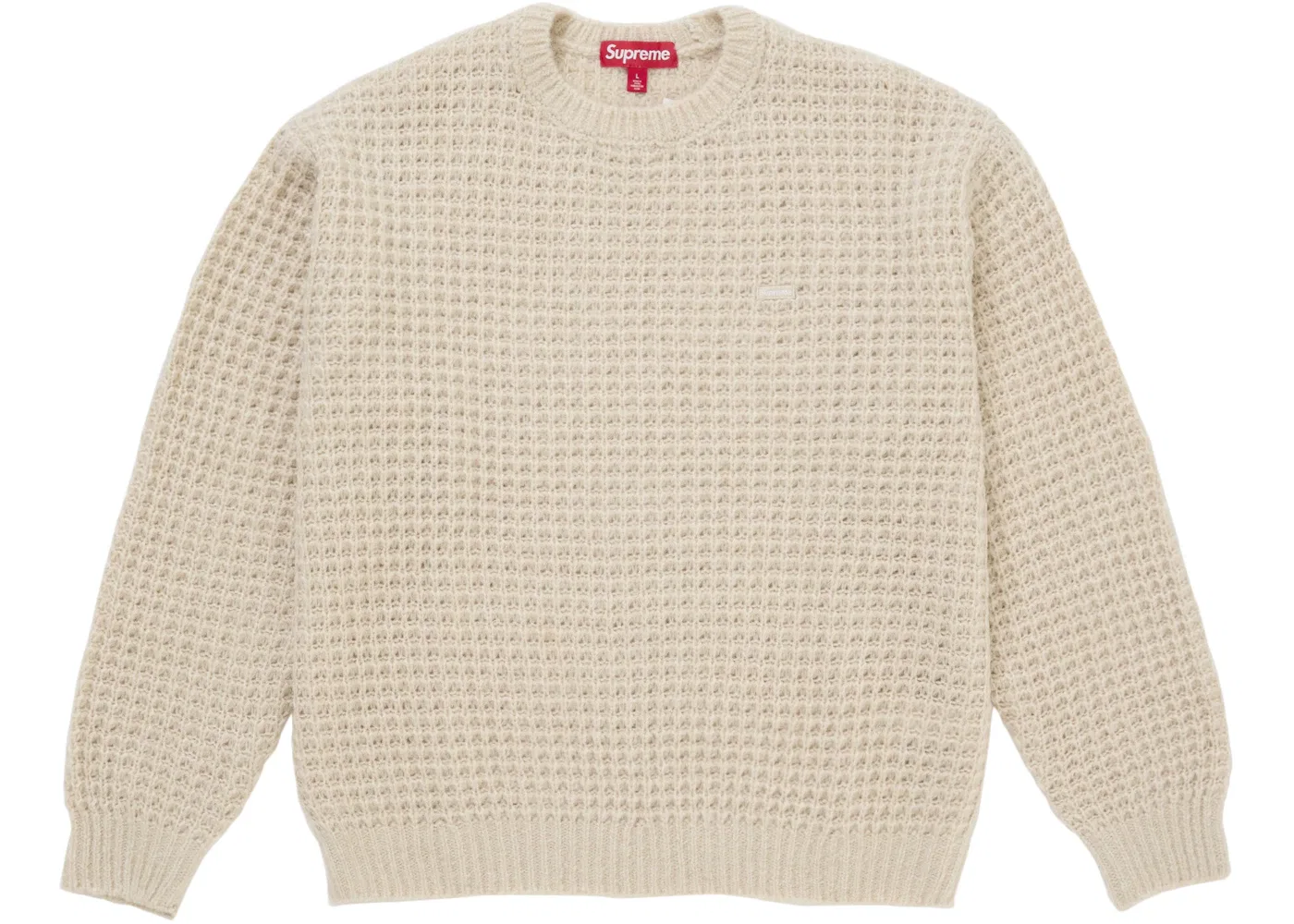 Мужской свитер с фактурным вафельным трикотажем Supreme Small Box Waffle Sweater, Natural