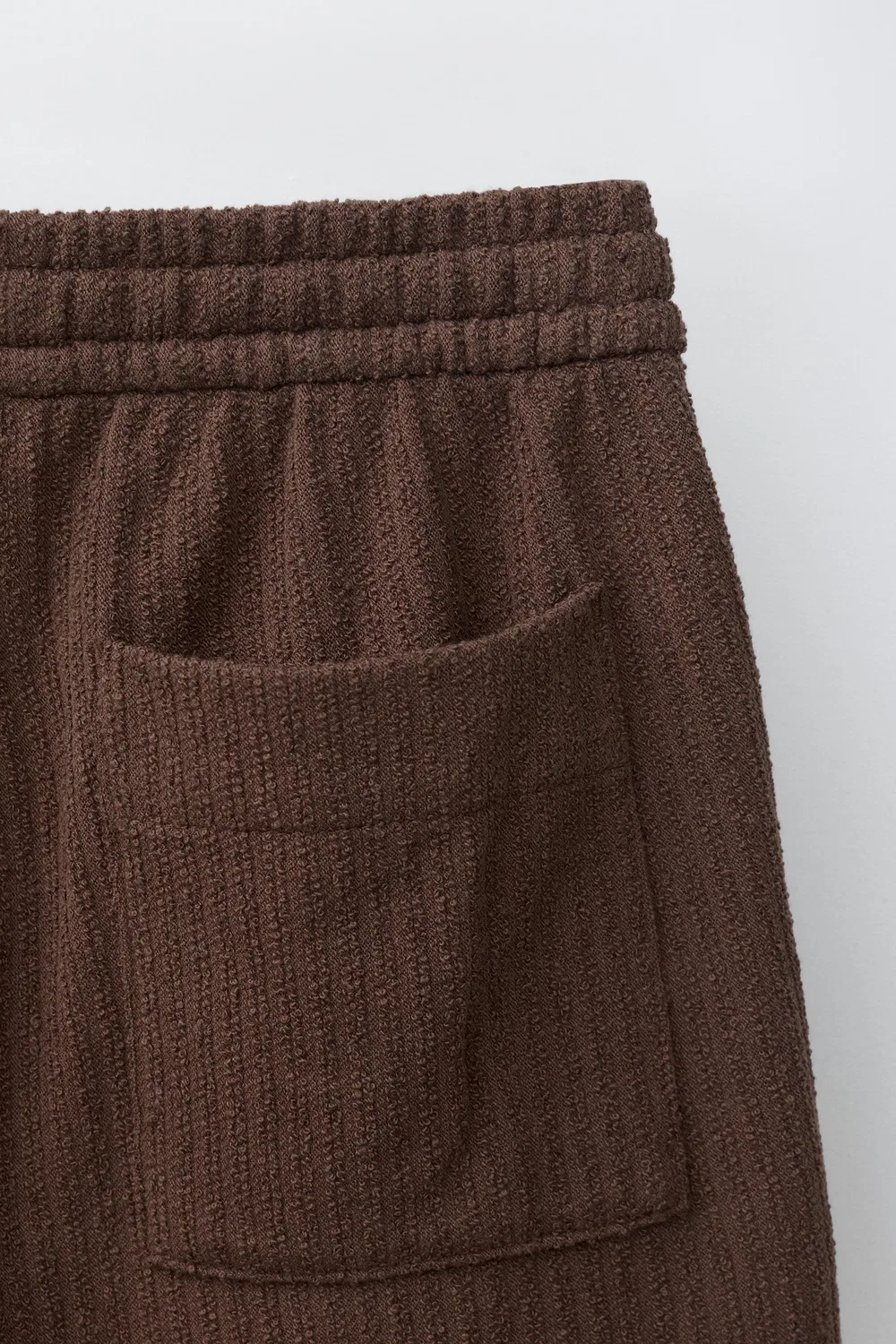 Шорты-бермуды с фактурной отделкой в деревенском стиле ZARA, Chocolate — фото 4