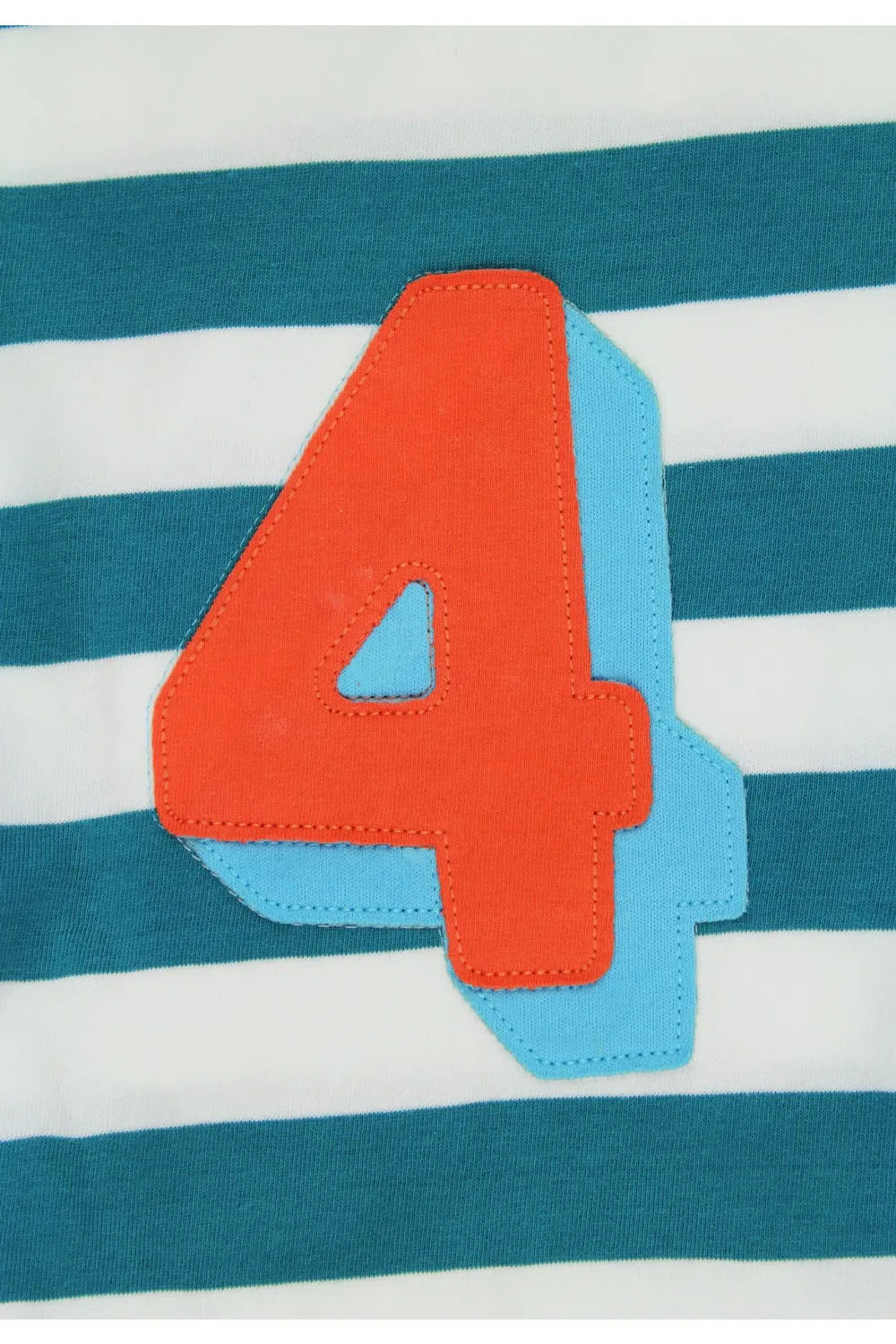 Детская футболка с длинным рукавом с аппликацией Four Applique Stripe Toby Tiger, Teal — фото 2