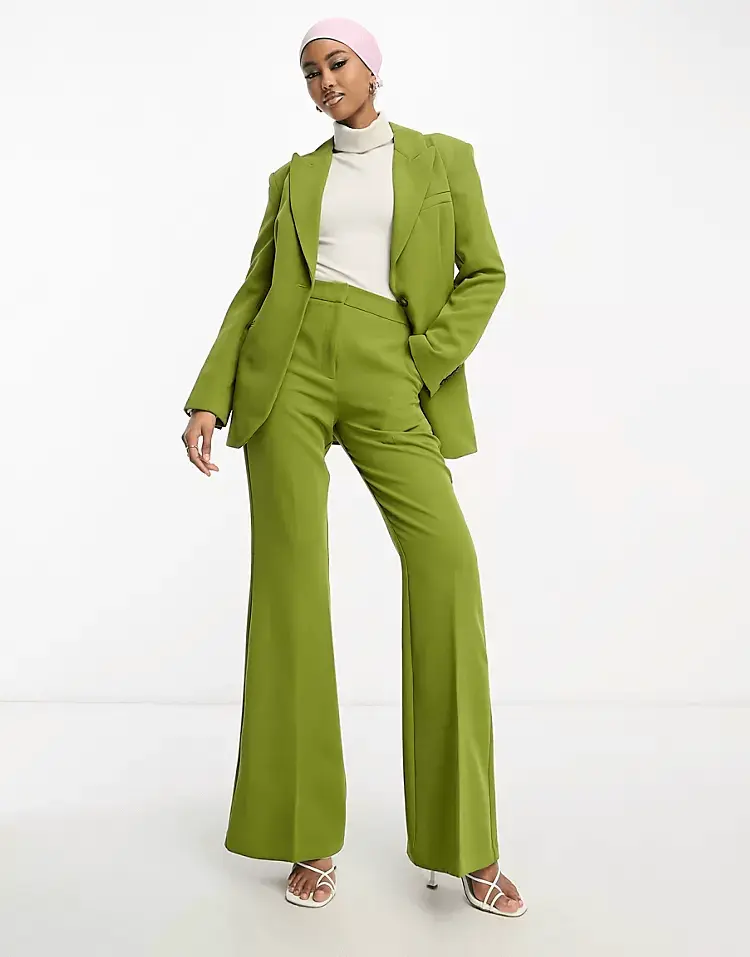 

Брюки Asos Design Flare Suit, зеленый