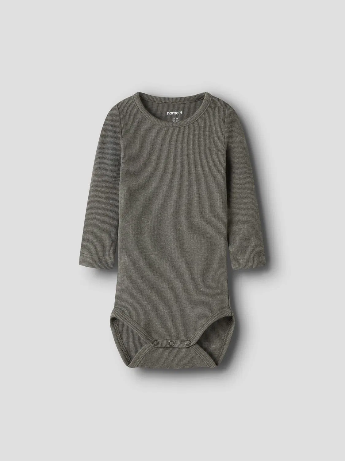 Боди с длинным рукавом из био-хлопка dusty olive Name It, оливковый — фото 3