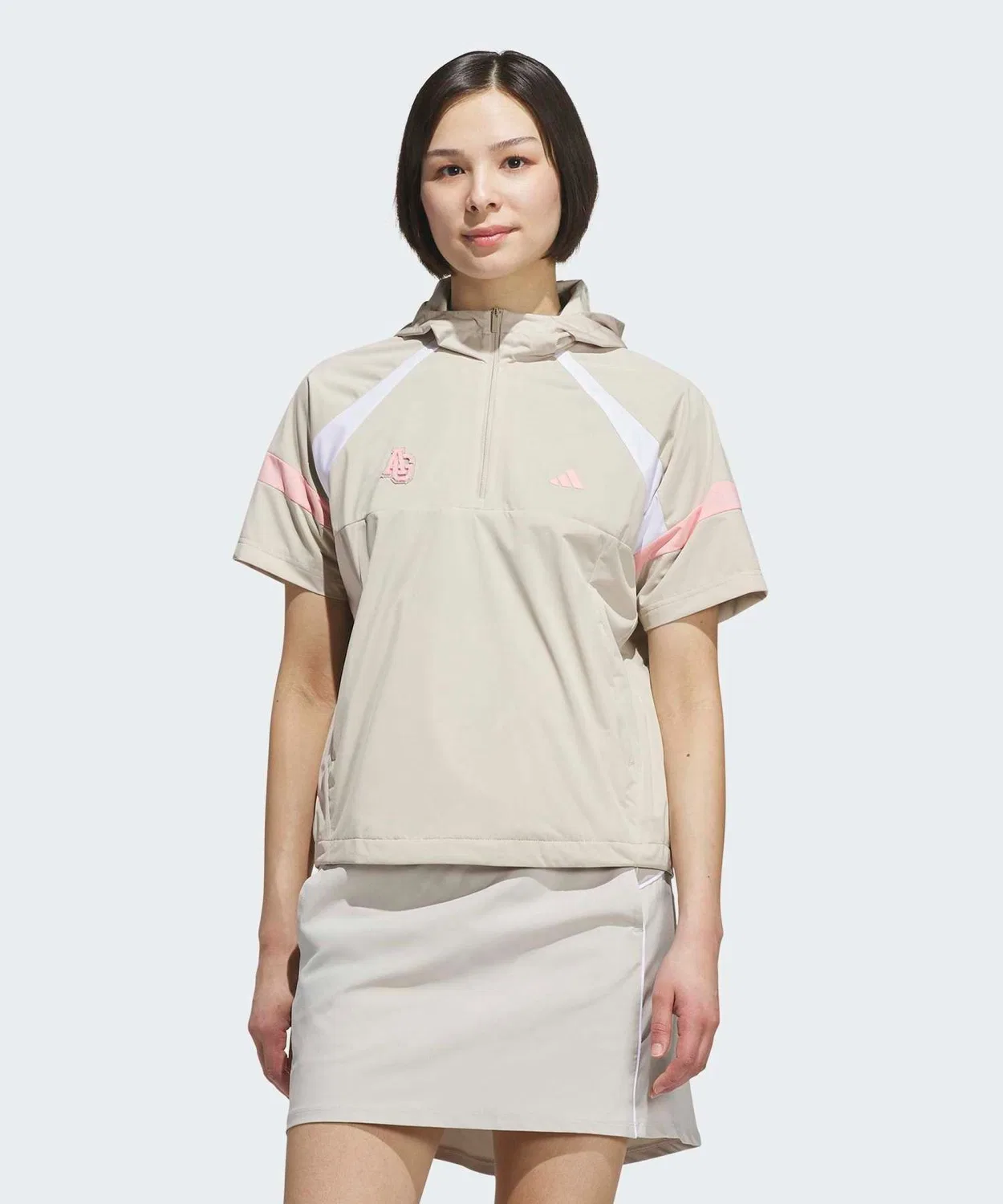 Женская анорак-куртка без рукавов с капюшоном и полузастежкой Adidas Golf, Beige