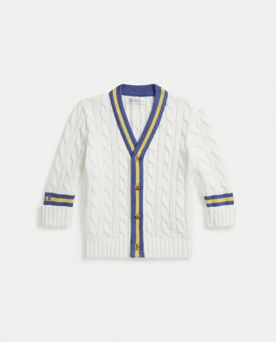 Детский кардиган для мальчика из хлопка с узором «косы» Polo Ralph Lauren, Blanco Roto