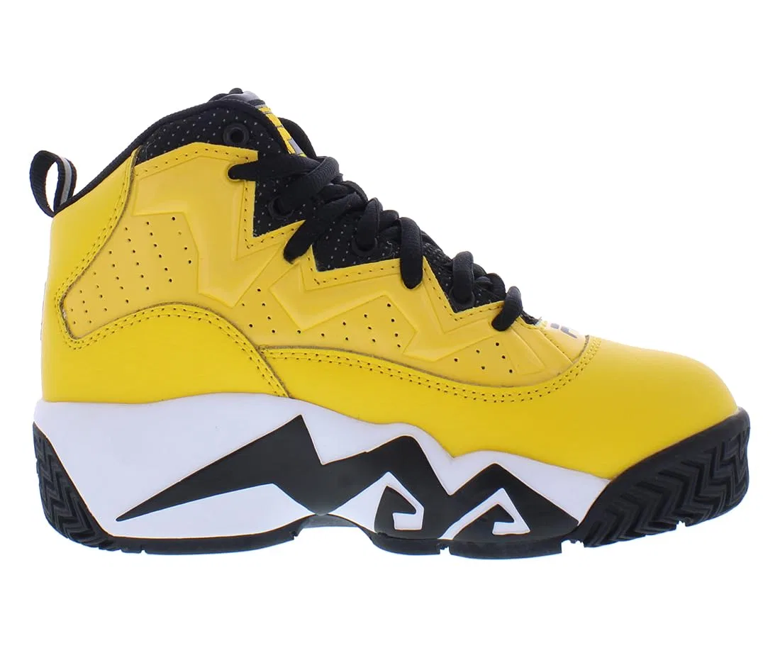 Детские кроссовки для мальчиков с принтом Kid's Fila Mb Fila, Yellow Black Yellow — фото 3