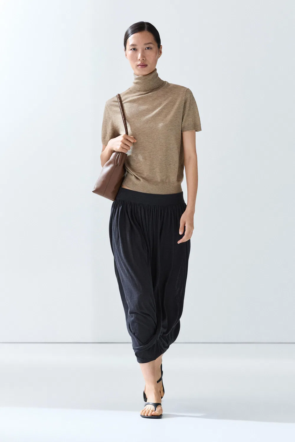 Свитер Massimo Dutti Turtleneck Knit, бежевый меланж — фото 3