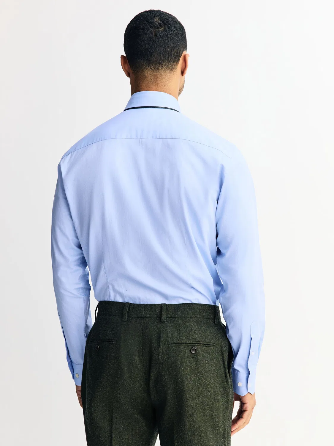 Рубашка Next Slim Fit из хлопка, Light Blue/Green Knit — фото 4