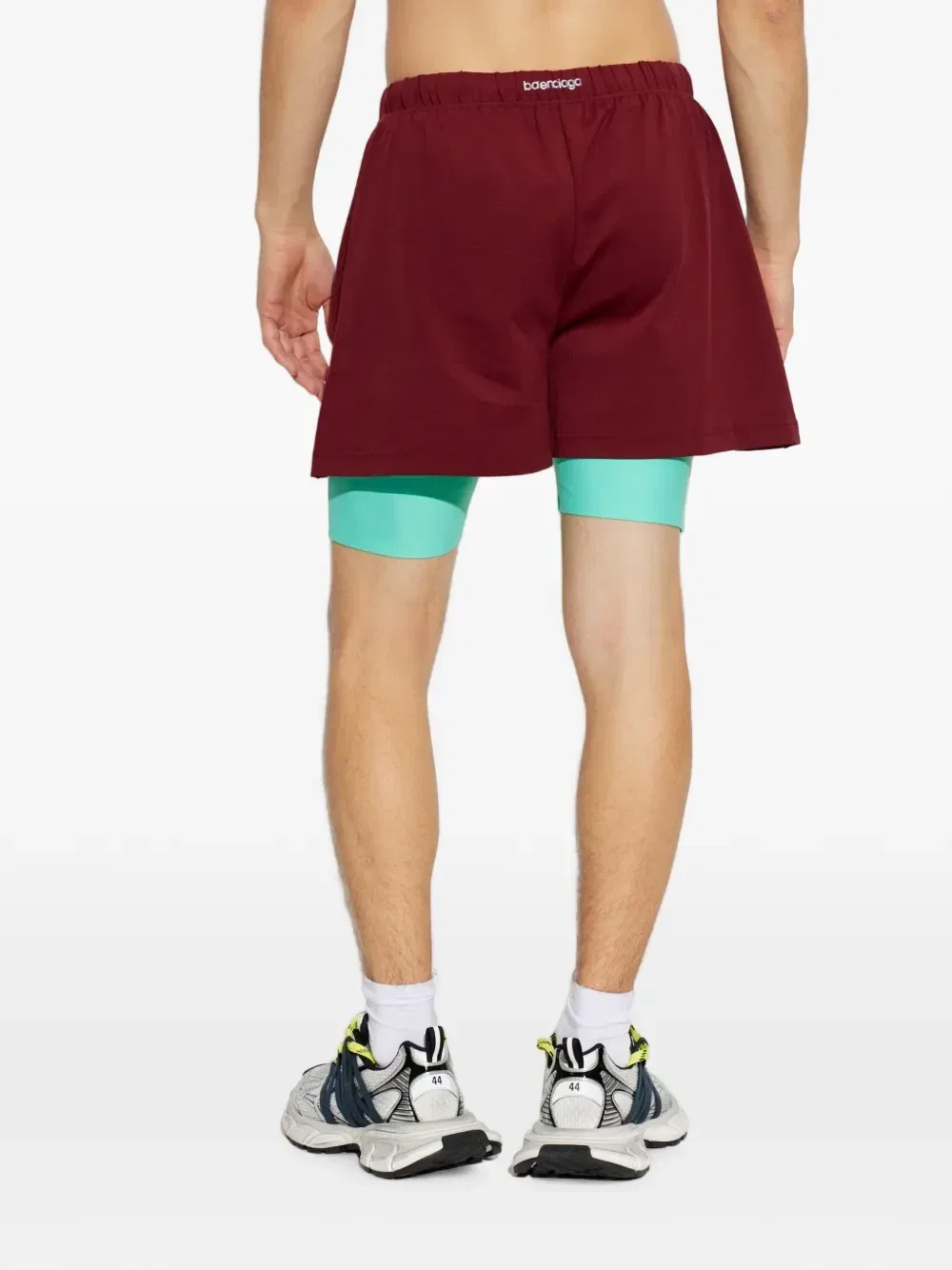 Шорты многослойные с принтом-логотипом Balenciaga, красный — фото 4