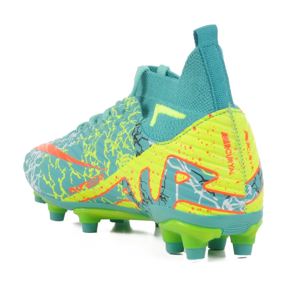 Детские футбольные бутсы с носком Air 565 F Turquoise Yellow Laliga — фото 4
