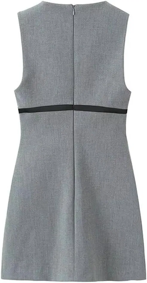 Женское мини-платье А-силуэта с поясом и бантом, Polyester, Pic Color — фото 3