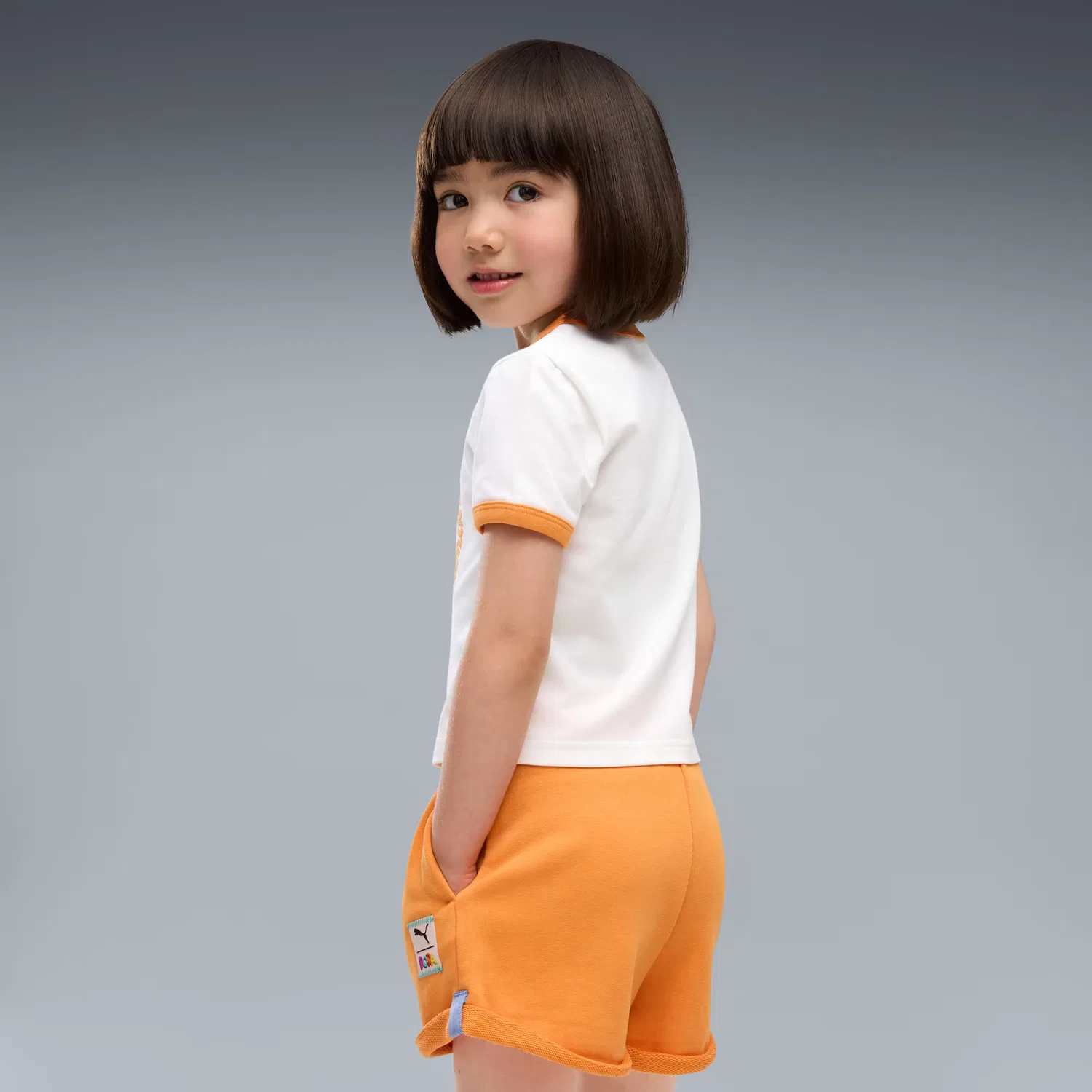 Узкая футболка с контрастной отделкой для маленьких детей Puma X Dora The Explorer, Puma White — фото 2