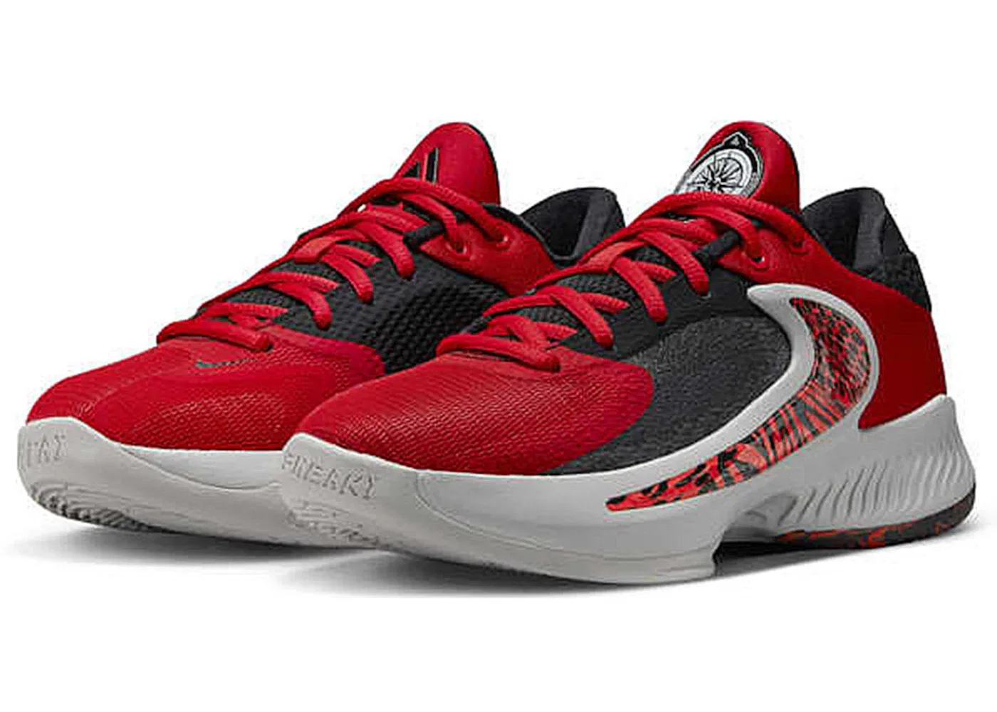Детские кроссовки для баскетбола Nike Zoom Freak 4 Safari, University Red/Safety Orange/Black/Bright Crimson — фото 2