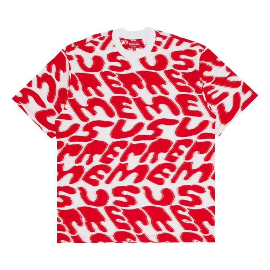 

Футболка Supreme Stacked Intarsia, белый/красный