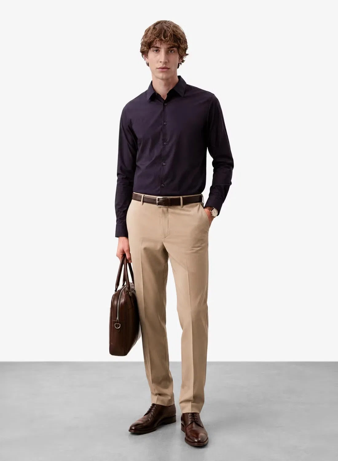 Рубашка с вышивкой монограммы Slim Fit Calvin Klein, темно-синий — фото 4