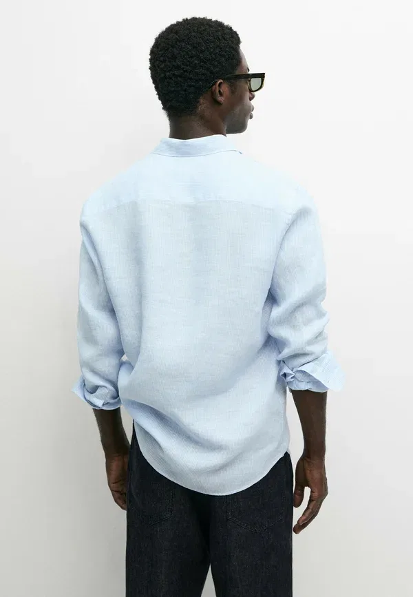 Рубашка в полоску Shirt Massimo Dutti, light blue, светло-голубой — фото 3